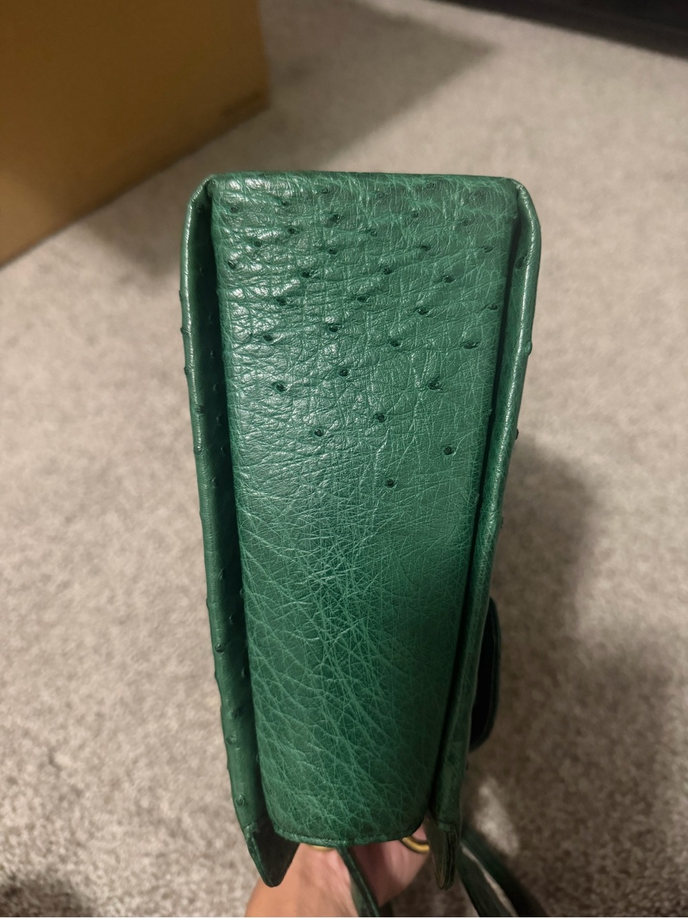 “Genuine” Green Ostrich Top-Handle Bag - Picture 6 of 17